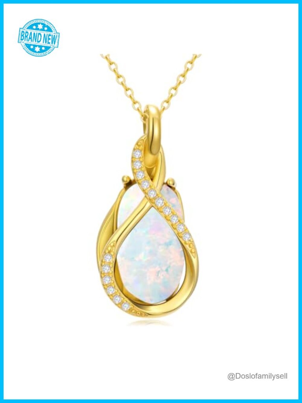 18k Gold Plated Infinity Necklace Gemstone Pendant Hypoallergenic Gift